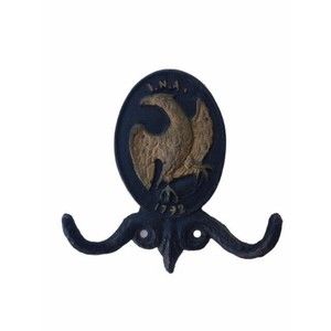 Vintage CAST IRON AMERICAN EAGLE Double Wall Coat Hook 1792 INA Replica